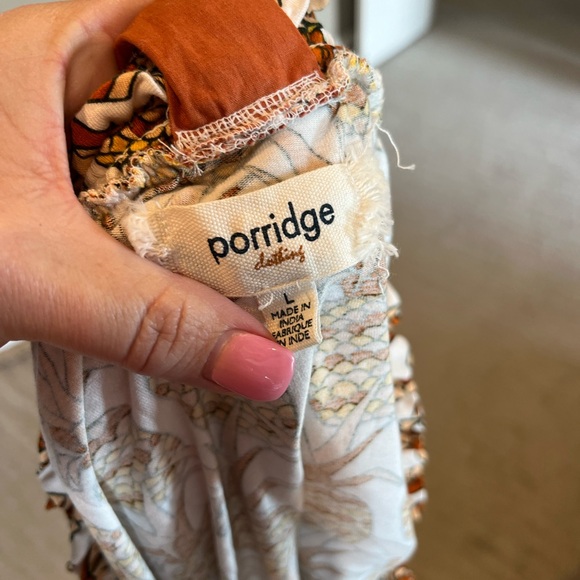 Porridge Anthropologie Pineapple Print Bow-back Off the Shoulder Shirt Large - Picture 6 of 10